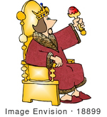 #18899 King Sitting On A Golden Throne Wearing A Red Robe Clipart