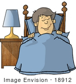 #18912 Little Boy Sound Asleep Tucked Into Bed Clipart