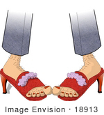 #18913 Person With Hairy Legs And Toes Wearing Red High Heels Clipart