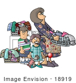 #18919 Busy House Wife Stay at Home Mom Doing Laundry With Her Two Children Clipart by DJArt