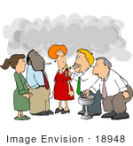 #18948 Group Of Employees Chatting And Standing In Smoke While Taking A Cigarette Break Clipart