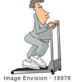#18978 Caucasian Man Doing Cario Exercise On A Treadmill In A Gym Clipart