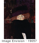 #19057 Photo Of A Red Haired Woman Wearing A Hat By Gustav Klimt