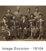 #19104 Photo Of A Group Of Circassian Military Men Posing In Uniforms