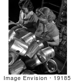 #19185 Photo Of Two Women Working War Jobs While Inspecting Piston Heads In A Factory