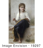 #19297 Photo Of A Little Girl Sewing By William-Adolphe Bouguereau