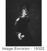 #19322 Photo Of A Woman In A Plumed Hat Standing With Her Hands In A Muff 1900