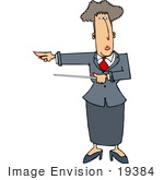 #19384 Business Woman Pointing To The Left With A Pointer Stick Clipart