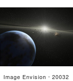 #20032 Stock Photography Of An Asteroid Belt In Orbit Around A Star