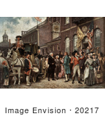 #20217 Stock Photography: George Washington Arriving At Congress Hall For His Inauguration