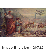 #20722 Stock Photography Of Moses Preparing To Smash The Ten Commandment Tablets As Israelites Dance Around The Golden Calf