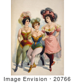 #20766 Stock Photography Of Three Chorus Girls In Tights And Feathered Hats