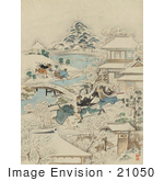 #21050 Stock Photography Of Samurai Warriors Attacking Men In A Winter Village
