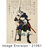 #21061 Stock Photography Of A Ronin Samurai Leaning On A Long Handled Sword And Grimacing