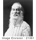 #21361 Historical Stock Photography Of Walt Whitman With A Long Beard In 1888