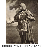 #21379 Historical Stock Photography Of Sarah Bernhardt As Hamlet By William Shakespeare Holding A Skull