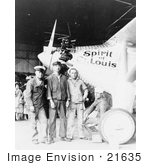 #21635 Stock Photography Of Sailors Standing By Charles Lindbergh’S Spirit Of St Louis Airplane