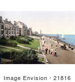 #21816 Historical Stock Photography Of People Strolling The Beachfront Promenade In Herne Bay Kent England