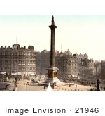 #21946 Stock Photography Of The Statues Water Fountains And Nelson’S Column In Trafalgar Square London England