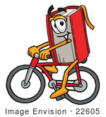 #22605 Clip Art Graphic of a Book Cartoon Character Riding a Bicycle by toons4biz