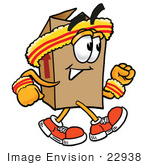 #22938 Clip Art Graphic Of A Cardboard Shipping Box Cartoon Character Speed Walking Or Jogging
