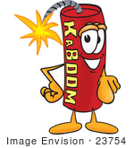 #23754 Clip Art Graphic of a Stick of Red Dynamite Cartoon Character Pointing at the Viewer by toons4biz