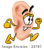 #23797 Clip Art Graphic of a Human Ear Cartoon Character Running by toons4biz