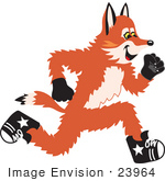 #23964 Clipart Picture Of A Fox Mascot Cartoon Character Running