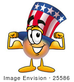#25586 Clip Art Graphic Of A Patriotic Uncle Sam Character Flexing His Arm Muscles