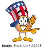 #25598 Clip Art Graphic Of A Patriotic Uncle Sam Character Waving And Pointing