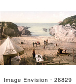 #26829 Stock Photography Of People At S Parker’S Tea & Luncheon Tent On Barricane Shell Beach In Morthoe Devon England