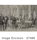 #27488 Illustration Of Men Signing The Treaty Of Paris To End The Spanish-American War On December 10th 1898