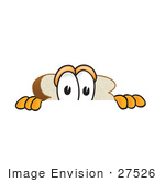 #27526 Clip Art Graphic Of A White Bread Slice Mascot Character Looking Nervously Over A Surface