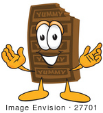 #27701 Clip Art Graphic of a Chocolate Candy Bar Mascot Character With Welcoming Open Arms by toons4biz