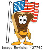 #27765 Clip Art Graphic Of A Beef Steak Meat Mascot Character Pledging Allegiance To The American Flag