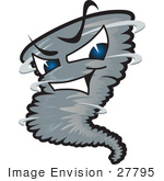 #27795 Clip Art Graphic Of A Tornado Mascot Character With Evil Blue Eyes