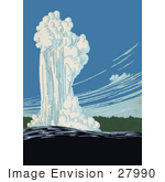 #27990 Eruption Of The Old Faithful Geyser In Yellowstone National Park Wyoming Stock Illustration