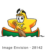 #28142 Clip Art Graphic Of A Yellow Star Cartoon Character Rowing A Boat