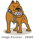 #28969 Cartoon Clip Art Graphic Of A Mean Pitbull With Red Eyes In The Red Zone Growling