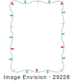 #29228 Royalty-Free Cartoon Clip Art Of A Stationery Frame Of Colorful Christmas Lights Bordering A White Background
