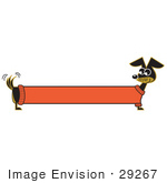 #29267 Royalty-Free Cartoon Clip Art Of A Long Stretched Dachshund Dog In An Orange Sweater Appearing To Be A Banner
