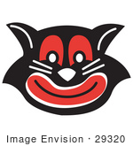 #29320 Royalty-Free Cartoon Clip Art Of An Evil Black Cat With Red Eyes And Mouth Grinning