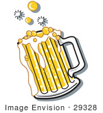 #29328 Royalty-Free Cartoon Clip Art Of A Bubbly And Frothy Mug Of Beer Spilling Over The Rim Of A Mug