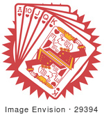 #29394 Royalty-Free Cartoon Clip Art Of A Hand Of Red Playing Cards Including The Ace Of Hearts 10 Of Hearts Jack Of Hearts Queen Of Hearts And King Of Hearts