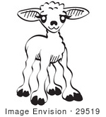 #29519 Royalty-Free Cartoon Clip Art Of A Little Baby Lamb Black And White