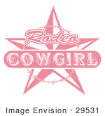 #29531 Royalty-Free Cartoon Clip Art Of A Pink Rodeo Cowgirl Sign With A Star And Barbed Wire