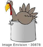 #30878 Clip Art Graphic Of A Thankstiving Turkey Bird Chilling Out In A Pot