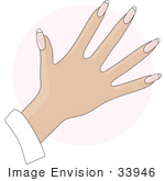 #33946 Clip Art Graphic Of A Lady’S Hand With Natural French Tip Acrylic Nails