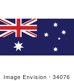 #34076 Clip Art Graphic Of The The Commonwealth Star Southern Cross Constellation And Union Flat On The Blue Flag Of Australia