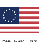 #34079 Clip Art Graphic Of The 13 White Stars Circling Over Blue In The Corner Of The Red And White Striped Betsy Ross American Flag
